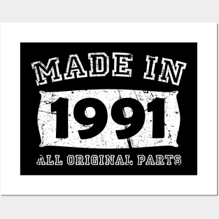 Made 1991 Original Parts Birthday Gifts distressed Posters and Art